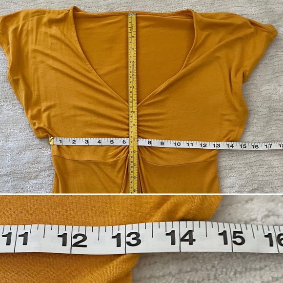 Womens Top T Shirt Golden Yellow Casual Flutter Short Sleeve sz S - Picture 11 of 13